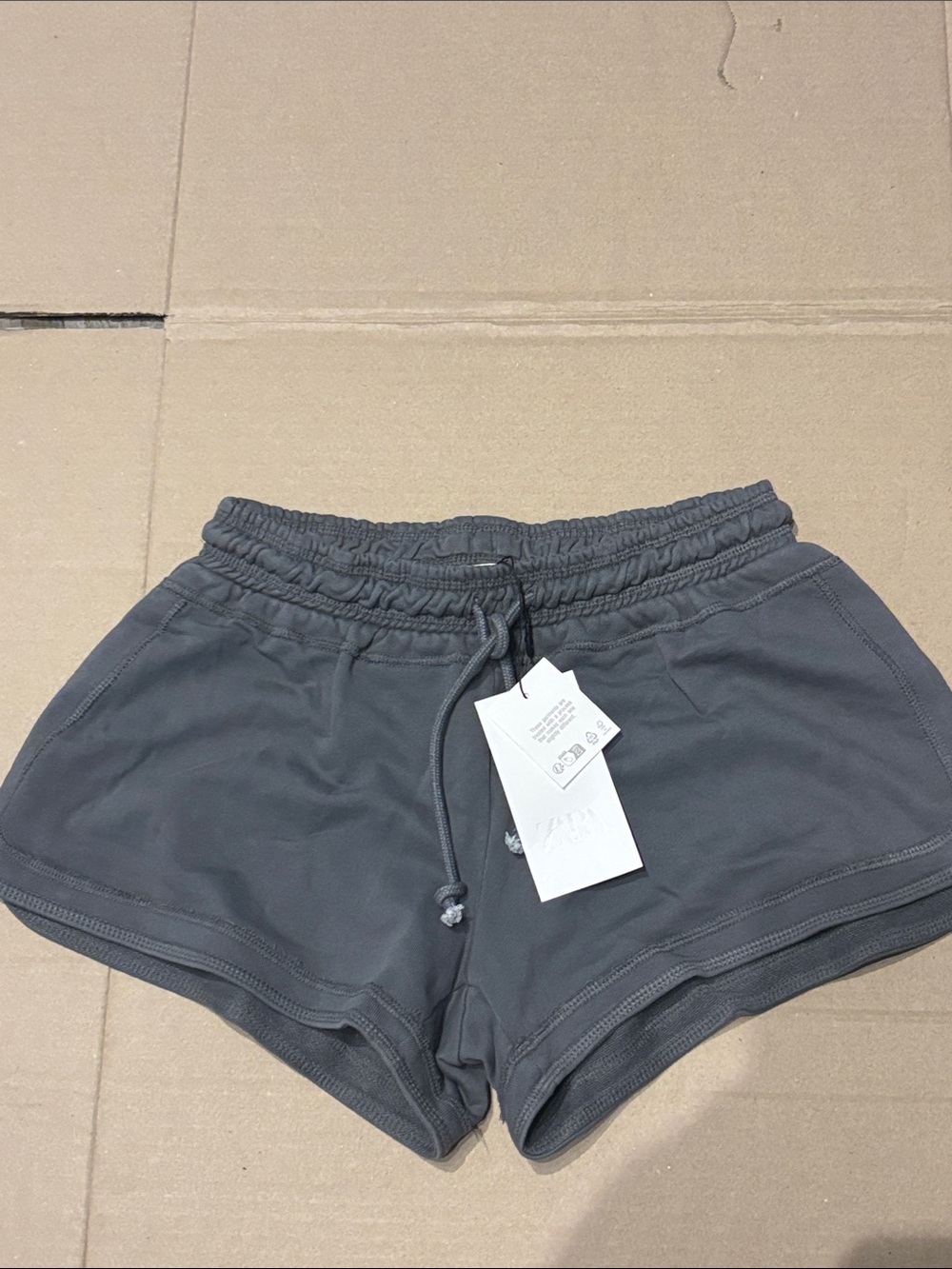 Zara Women's Charcoal Drawstring Lounge Shorts